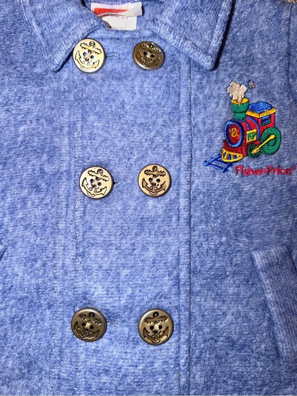 Vintage Fisher-Price Pea Coat Infant 6-9 Months Train Embroidery 90s Vintage